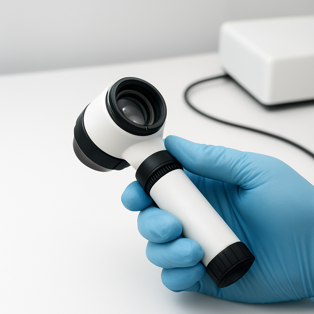 Dermoscopy device used for professional skin cancer screening